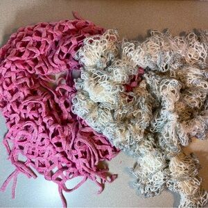 Scarf Bundle NWT Fishnet Fringe Infinity and Handmade Ruffle Scarf